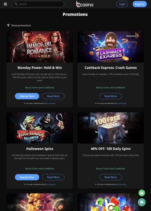 Premium rewards promotions display BCasino