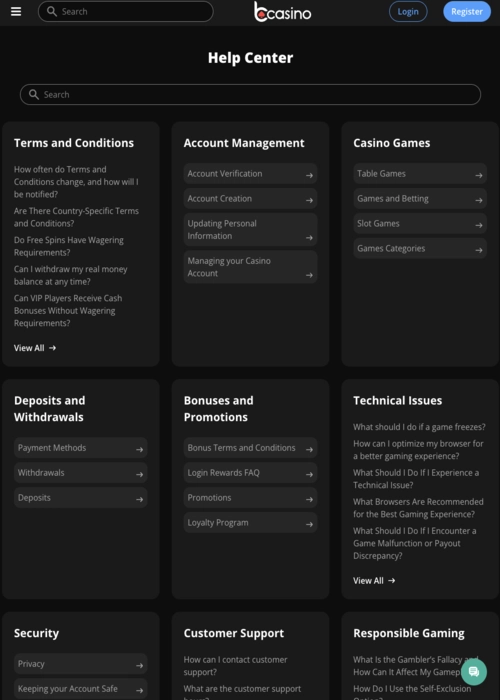 Casino application installation page BCasino